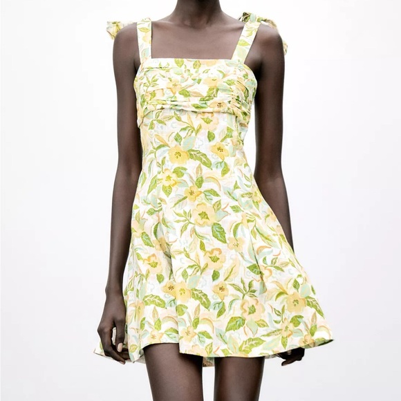 Zara Dresses & Skirts - NWT ZARA PRINTED LINEN SHORT DRESS SIZE S